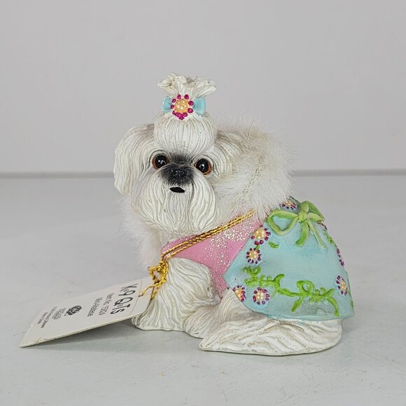Rare Westland Mini Maltese Figurine Giftware Dog Wearing Outfit K9 QTs 2006 - Picture 7 of 10